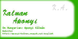 kalman aponyi business card